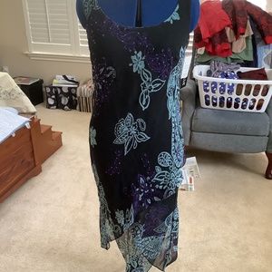 Size 8 Bella Blue sheath dress with matching sheer over top